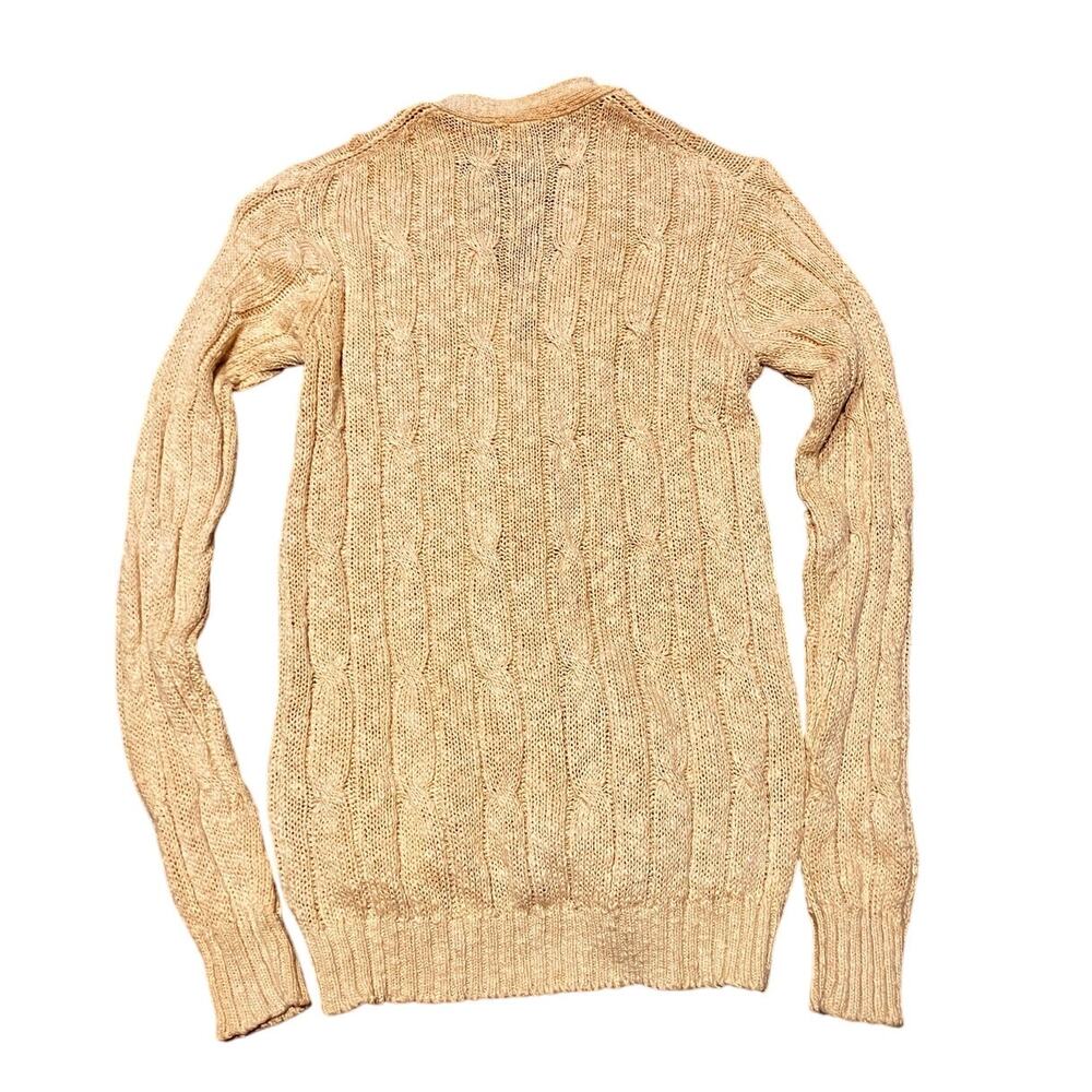 VINTAGE Cardigan Linen Blend Women's Small Medium Beige CRICKET Hong Kong Preppy - Picture 2 of 8